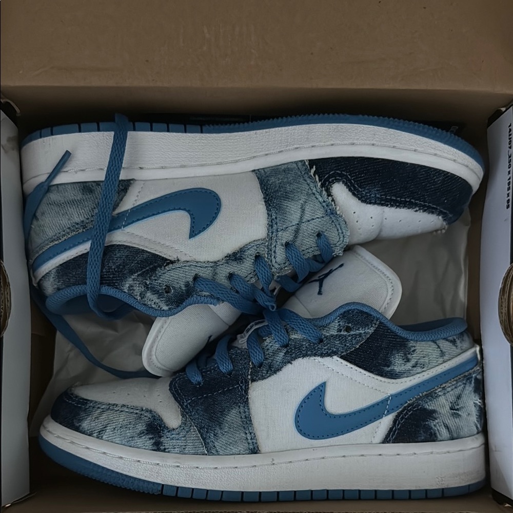 Air Jordan Blue and White Denim Sneakers